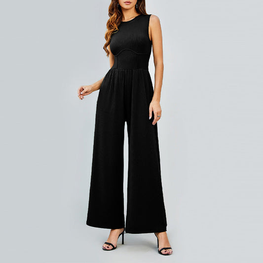 🔥Bester Verkäufer🔥Festes ärmelloses weites Bein Jumpsuit für Damen