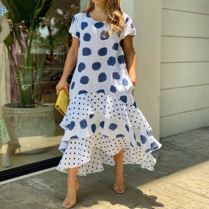 🔥Heißes neues 48 % RABATT🎉langes Swing-Kleid mit Polka-Dot-Print👗